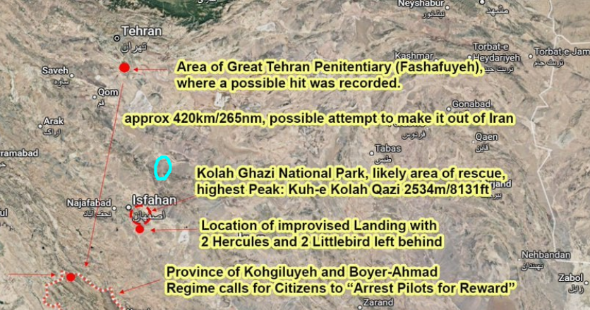 0xcoked's tweet image. It was 100% a play for the uranium, or at least to stage for further ground operations, when you look at the distance from Natanz/Fordow (Natanz is circled teal). 

It doesn't make sense to set up a FARP or even bring this many assets in for a covert extraction. Blackhawks don't