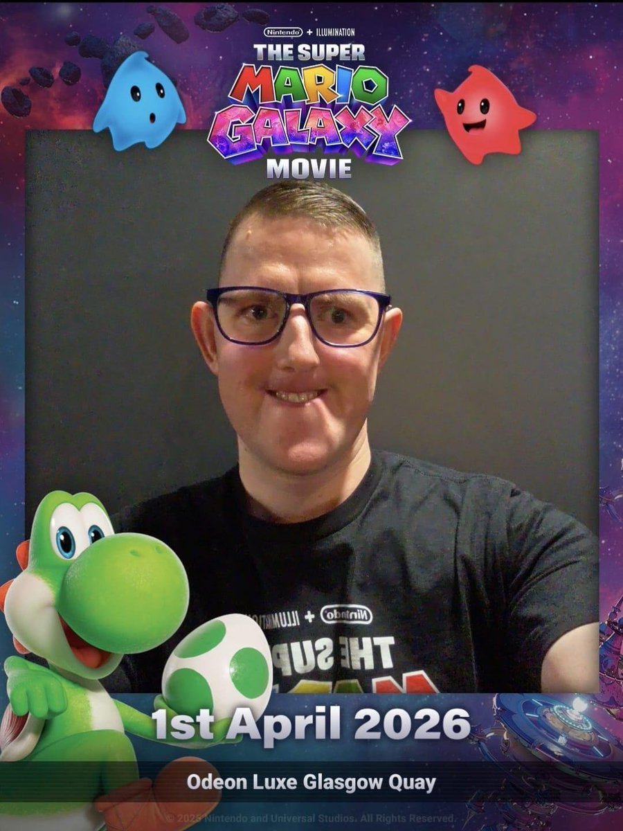 CraigTCFC3's tweet image. Me And Yoshi Selfie @ODEONCinemas On Wednesday 1st April 2026🥚#CRAIG3 #Yoshi #Nickname #GalaxyS25 #NintendoToday #SuperMario #TheSuperMarioGalaxyMovie