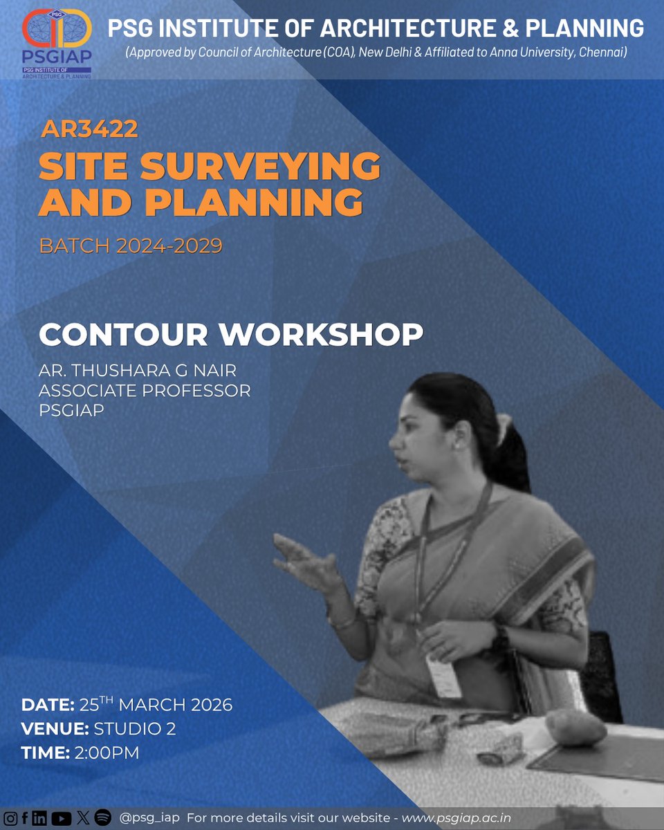 PSG_IAP's tweet image. An engaging hands-on workshop on “Understanding a Contour Site” was conducted for the students of Batch 2024-2029 by Ar. Thushara G Nair; through an unique way of using potatoes as a learning tool.

#psgiap #architecture #contour #innovativeteaching