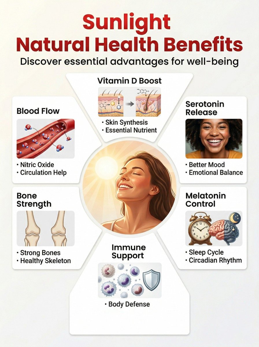 InferamAI's tweet photo. Sunlight is nature’s health booster ☀️ https://t.co/EjLqN8WNqX