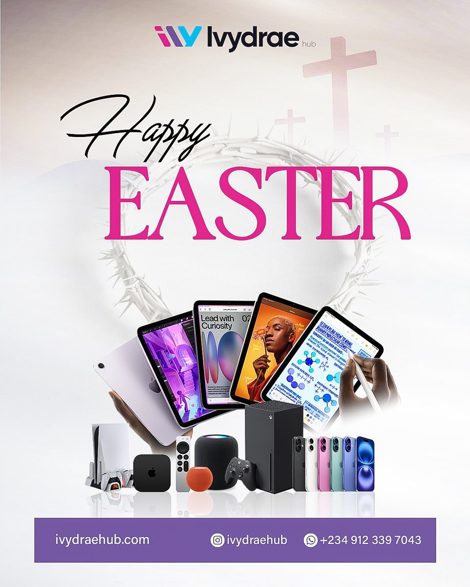 IvydraeHub's tweet photo. Hope. Love. New Beginnings. 
Happy Easter from Ivydrae Hub 

#HappyEaster #IvydraeHub #EasterVibes #TechDeals #GadgetStore #NigeriaTech #StayConnected #EasterSales #iPhoneNigeria #TechLifestyle https://t.co/jmS9Ez3vWh