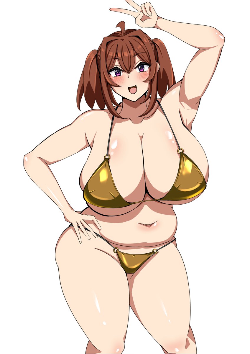 アニメ塗りの練習をしました!そろそろGWなので金ビキニです 