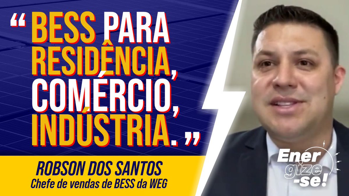 Robson dos Santos (WEG) apresenta os sistemas BESS da WEG, como o sistema móvel e os sistemas combinados com geradores a diesel e energia solar. Confira neste corte do podcast ENERGIZE-SE — com Carlos Jardim Sena e Carlos Henrique Carvalho: youtube.com/watch?v=CYXUjF…
