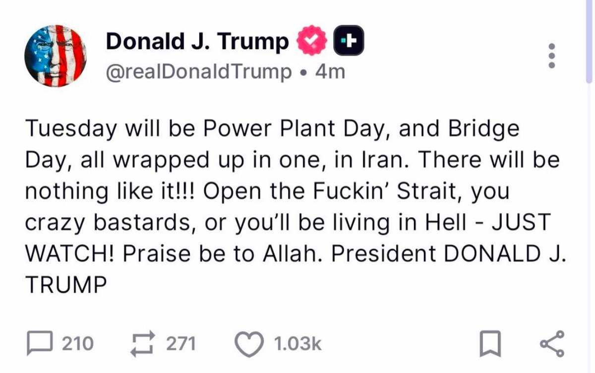 JesseCohenInv's tweet photo. 🚨President Trump just posted this on Truth Social:

What a time to be alive. https://t.co/g2sFc49RAR