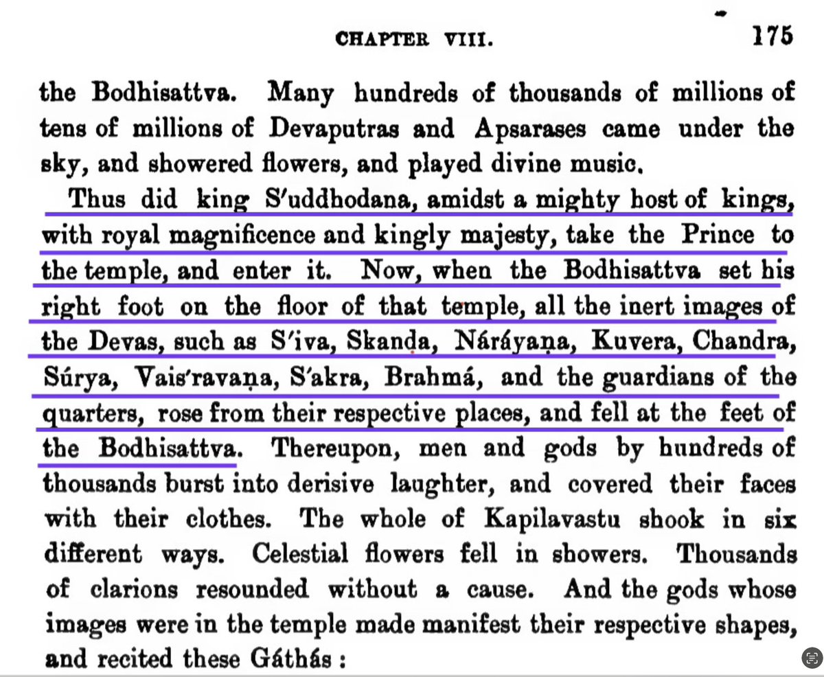 IndicMatrix's tweet photo. 2000 yr old Buddhist text Lalita Vistara clearly describes Gautam Buddha's father King Shuddhodhana taking him to worship at a Hindu temple in Kapilavastu which had bhagwan Shiva, Skanda, Narayana, Kubera, Chandra,Indra, Brahma etc.

which existed before Buddha was even born. https://t.co/EfKNQej0CQ