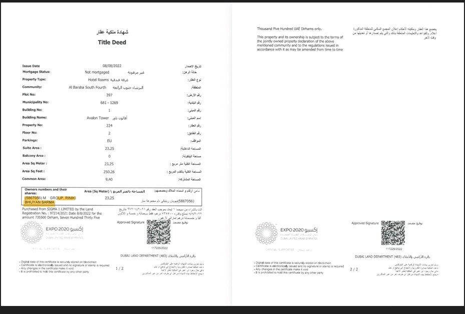 INC_Television's tweet photo. According to @SinghReetam 👇

"Shocking revelations from Dubai Land Department Title Deeds!

Wife of @CMOfficeAssam, @rinikibsharma owns TWO properties in Dubai’s Al Barsha South Fourth:

1) Flat 203, May Residence Tower 1 (2nd floor) – 83.54 sqm (≈899 sqft), purchased in 2024 for AED 730,000.

2) Hotel Room 224, Avalon Tower (2nd floor) – 23.25 sqm, purchased in 2022 for AED 735,00.[Holiday Home]

Why were these foreign assets kept hidden from the people of Assam? Were they declared in election affidavits of @himantabiswa ?

Transparency and accountability demand answers!"