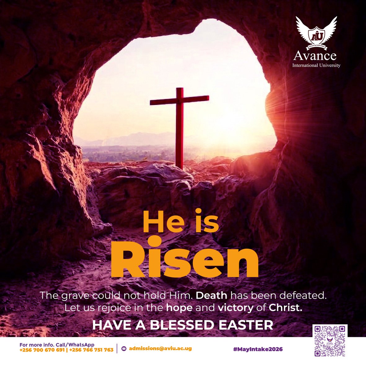 AvanceIU_uganda's tweet photo. He is Risen
The grave could not hold Him. Death has been defeated.
Let us rejoice in the hope and victory of Christ.
HAVE A BLESSED EASTER https://t.co/44q6G5zOLb https://t.co/fSmT5b0fRG