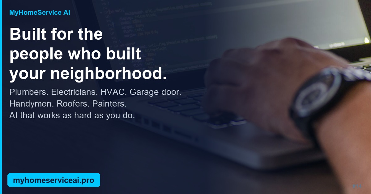 MyHomeServiceAI's tweet photo. Built for the people who built your neighborhood.

Plumbers. Electricians. HVAC techs. Garage door pros.
Handymen. Roofers. Painters. Landscapers.

You didn't get into this business to answer phones.
You got into it because you're great at the work.

Let AI handle the phones.
You handle the work.

That's the deal.

https://t.co/CFFyxmgOGI