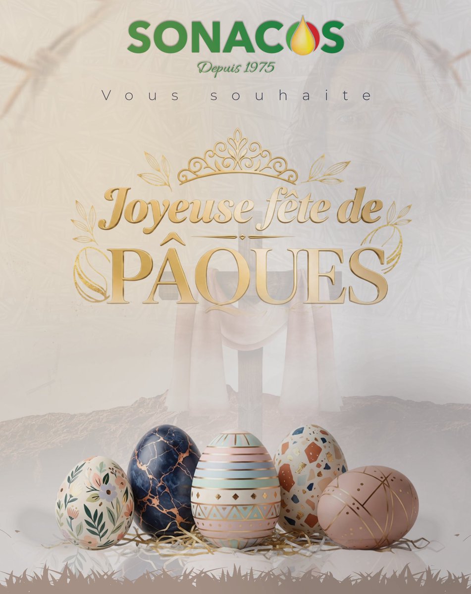 SonacosS's tweet photo. À l’occasion de la fête de Pâques, la SONACOS souhaite une joyeuse célébration à toute la communauté chrétienne.
Que cette période soit un moment de paix, de partage et de renouveau pour tous.
#sonacos https://t.co/NgOffmDHAg