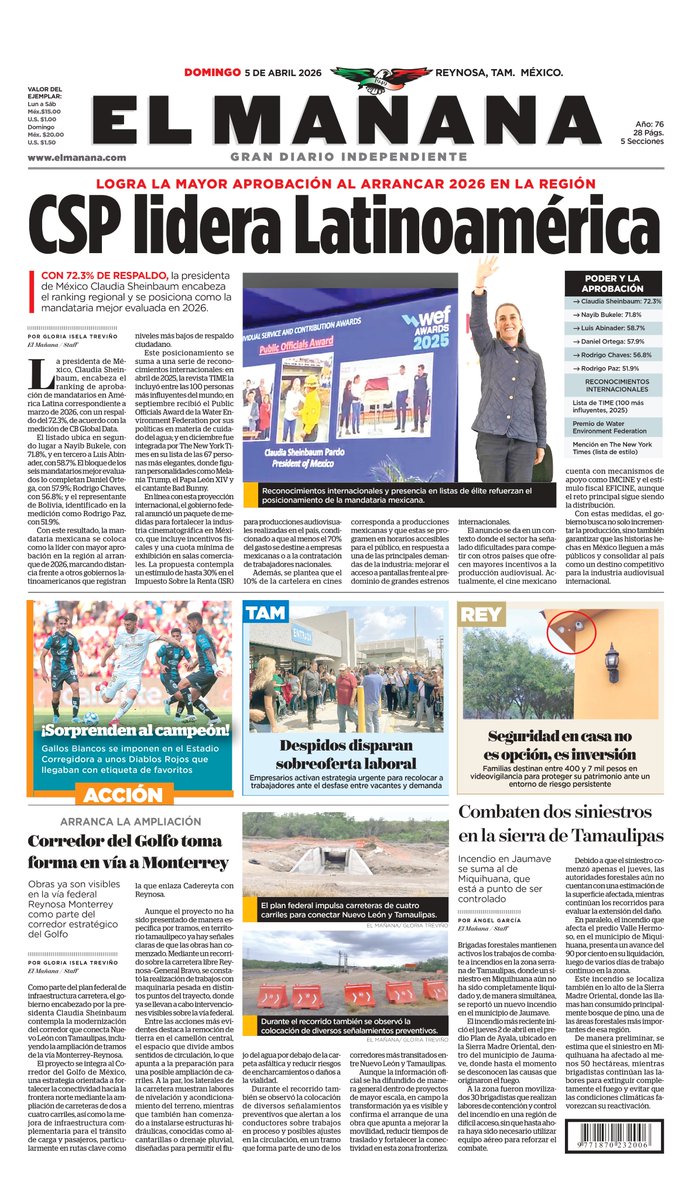 elmananarey's tweet image. ⏰ ¡Buenos días! 🌞

Hoy Domingo 05 de Abril 2026 ésta es la portada de nuestra edición impresa.

🌎Manténgase al tanto de lo que pasa en la #localidad, la #región y el #mundo 🌎

➡️ Adquiere tu periódico en las tiendas Oxxo, Seven Eleven y con nuestros voceadores.