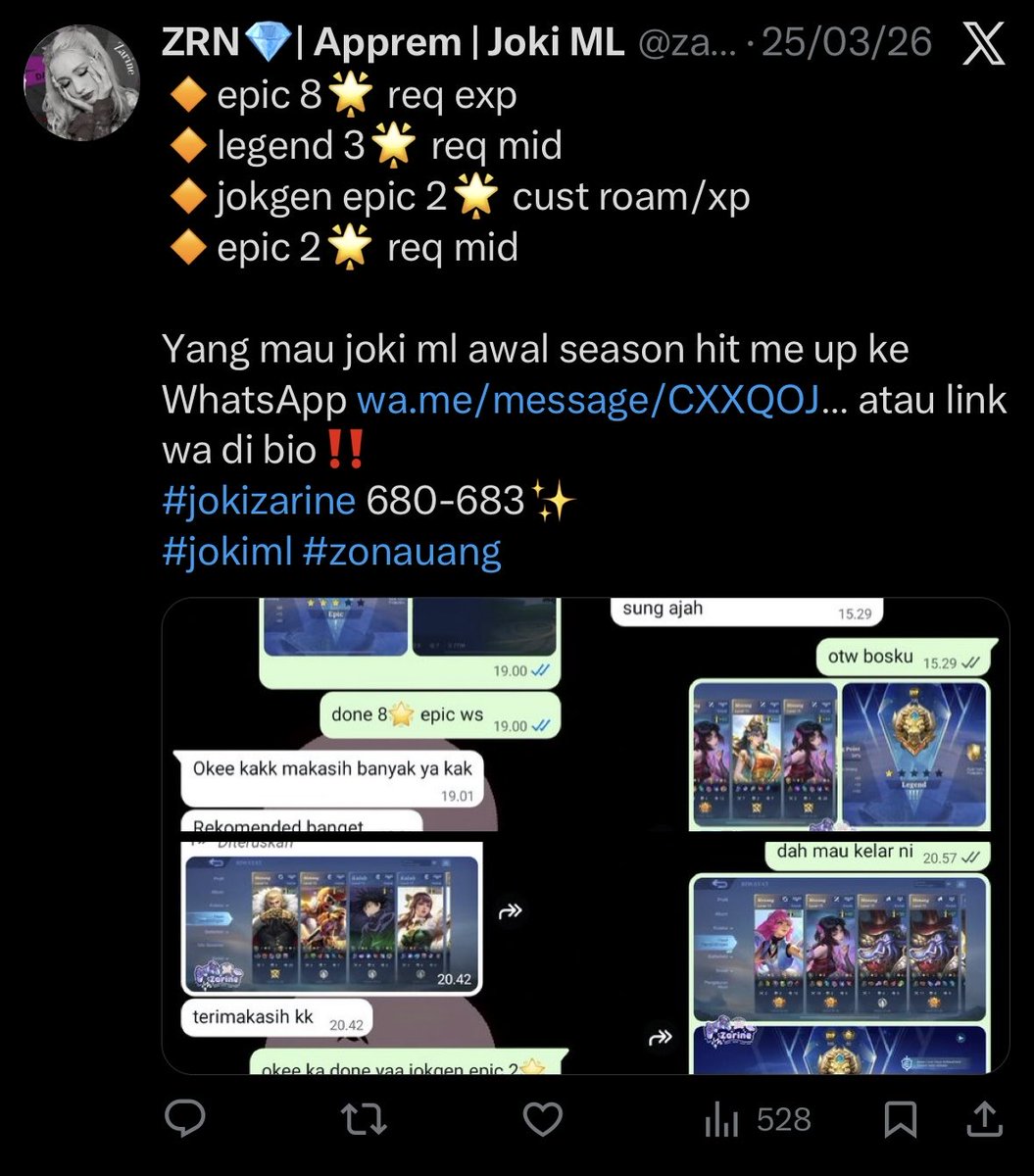 ZRN💎; Joki ML tweet media