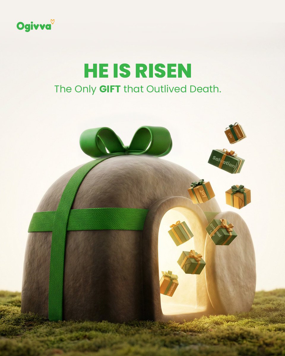 Useogivva's tweet photo. He arose, but guess what, his resurrection brought us gifts.
Salvation, Eternal Life, Joy, Hope, all for you and me.

This, is the only gift that outlived death.

HappyEaster 

#HeIsRisen #Ogivva #EasterSunday #TheGiftThatKeepsGiving https://t.co/oqJjdjZ4HC