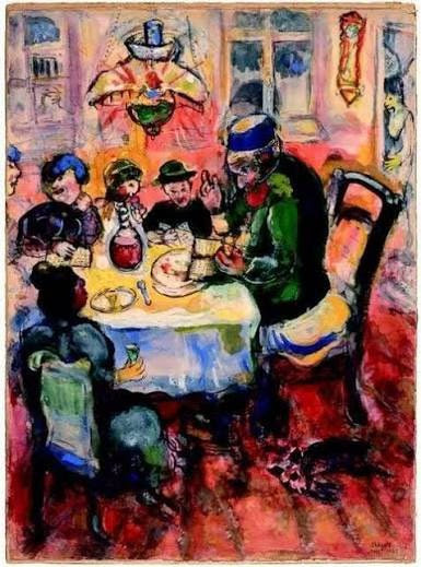 Marc Chagall, "Passover Seder," 1925. Chag Sameach to my Jewish friends.