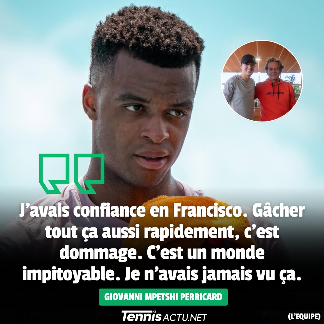 TennisActu's tweet photo. Lâché par Francisco Roig qui a décidé de rejoindre l'équipe d'Iga Swiatek, le Français Giovanni Mpetshi Perricard a été surpris et déçu. 🫤
"Le tennis, partout & toujours ici", sur https://t.co/mR4b8GIeSX 🎾
#RolexMonteCarloMasters #MpetshiPerricard #Swiatek #Roig #Tennis https://t.co/epoPo245RD
