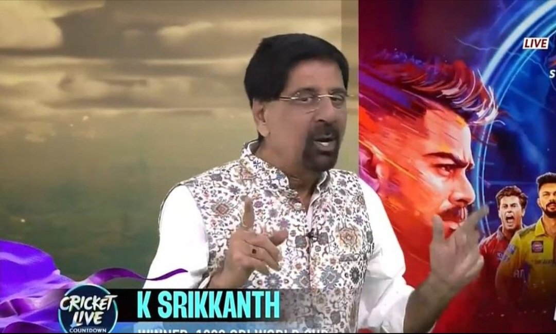Itz_Bl3ze's tweet photo. Kris Srikkanth - "If you want to stop RCB under 150 runs then you should not take Virat Kohli's wicket" (laughs) https://t.co/VlsUyobBtj