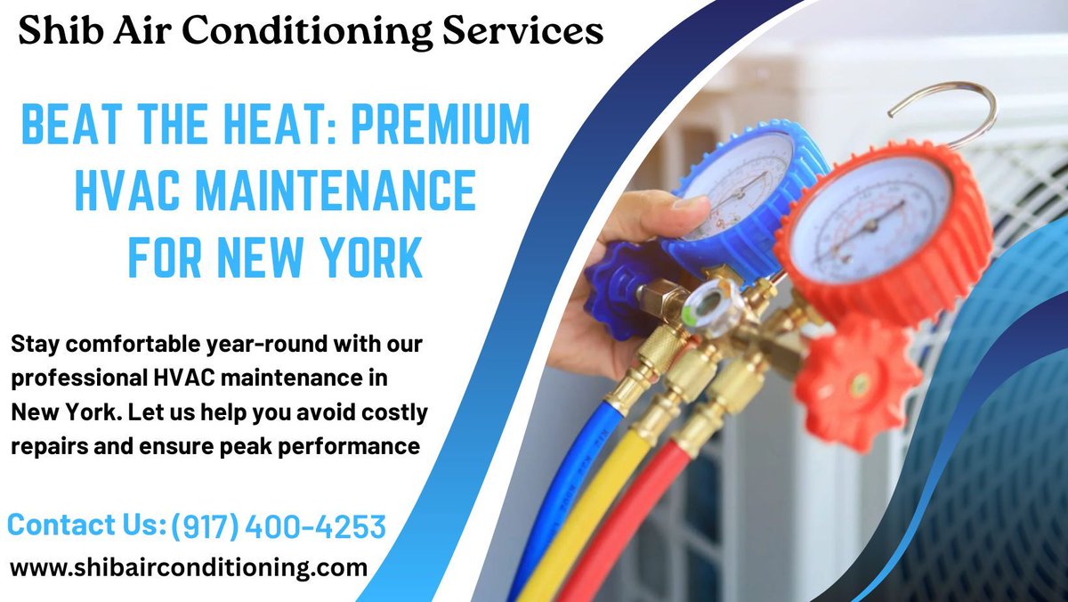 shibairservices's tweet photo. Stay comfortable year-round with our professional HVAC maintenance in New York. Let us help you avoid costly repairs and ensure peak performance. Call us (917) 400-4253 https://t.co/uNJnSS2iMM
#HVAC #HVACTechnician #ACRepair #HeatingAndCooling #DuctlessAC #AirConditioning https://t.co/q7bf5AUGXT