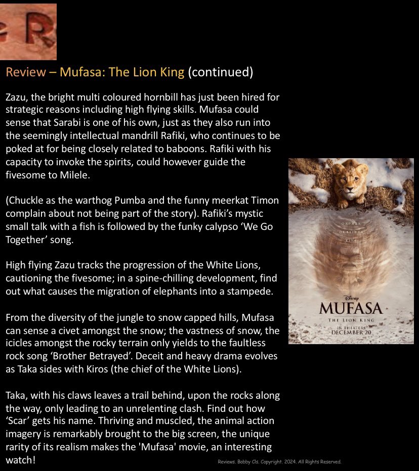 Rcoolmovies's tweet image. The haunting presence of ghost like white lions, deliberating beside barren greying trees; not much later they chase the living daylight’s out of the duo of Mufasa and Taka. 

#Mufasa: #TheLionKing (film) directed by #BarryJenkins #Animation