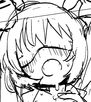 正面コハゥちゃん、多分横っ毛下段の処理がイメージできてないっぽいのでちょっと他の人の描き方でイメージ補完するとまとまるかもしれん 