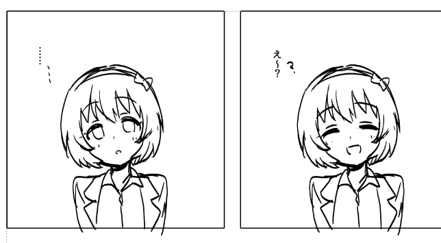 正面コハゥちゃん、多分横っ毛下段の処理がイメージできてないっぽいのでちょっと他の人の描き方でイメージ補完するとまとまるかもしれん 