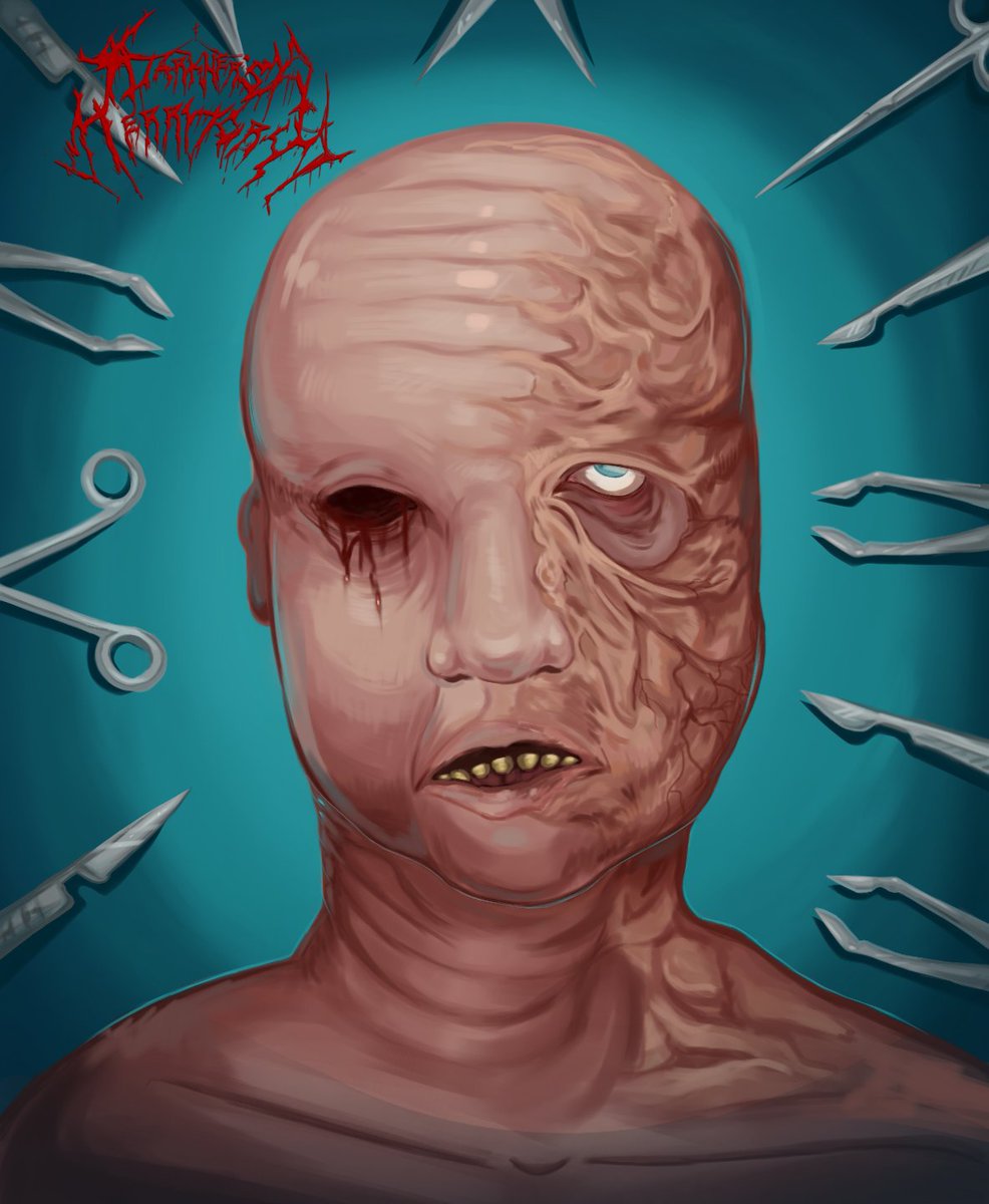 "Burned, but not Dead. Accept your new Face". 2026. Almost year ago there was fire in my yard, so sometimes i see dreams where i relive this day again and again. So, decided to draw something related to this :). #digitalart #gore #burns