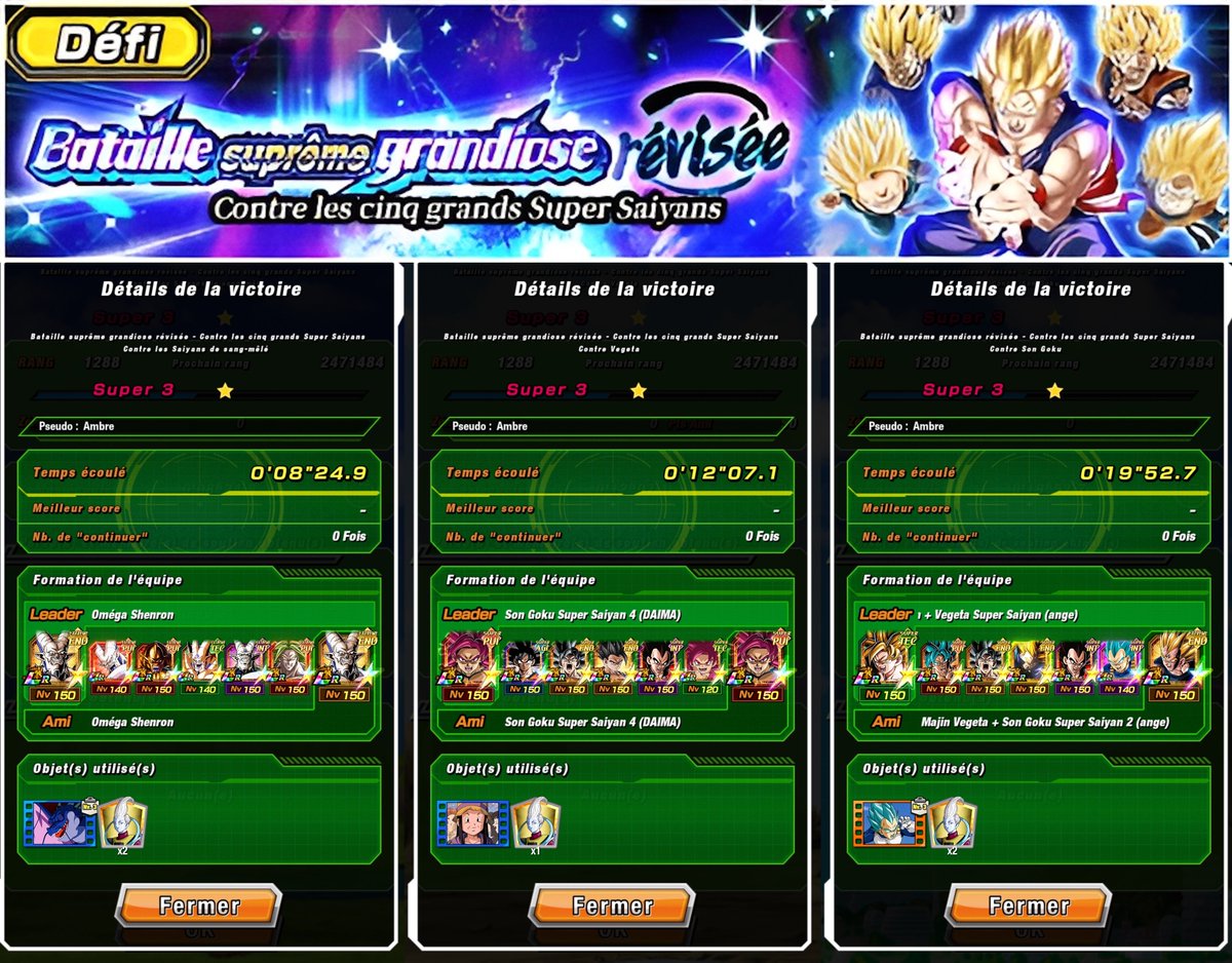 Ambre_thr's tweet photo. Voici mes teams pour la Blue Zone Kai "Contre les cinq grands Super Saiyans" 🔥✨ #DokkanBattle 

Lvl 1 : 5 tours max
Lvl 2 : 6 persos "Famille de Son Goku"
Lvl 3 : 6 persos "Famille de Vegeta" https://t.co/ubWQfEvUT7
