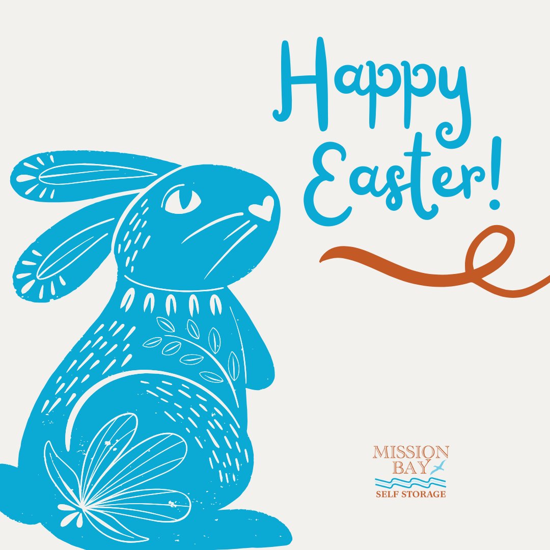 MissionBaySS's tweet photo. Happy Easter from Mission Bay Self Storage! 🕊️

We wish our customers a peaceful holiday. Our office is closed today so our team can celebrate with family, but gate access hours are unchanged. Have a wonderful Sunday! 🐣✨ https://t.co/Hdrn2KeriH