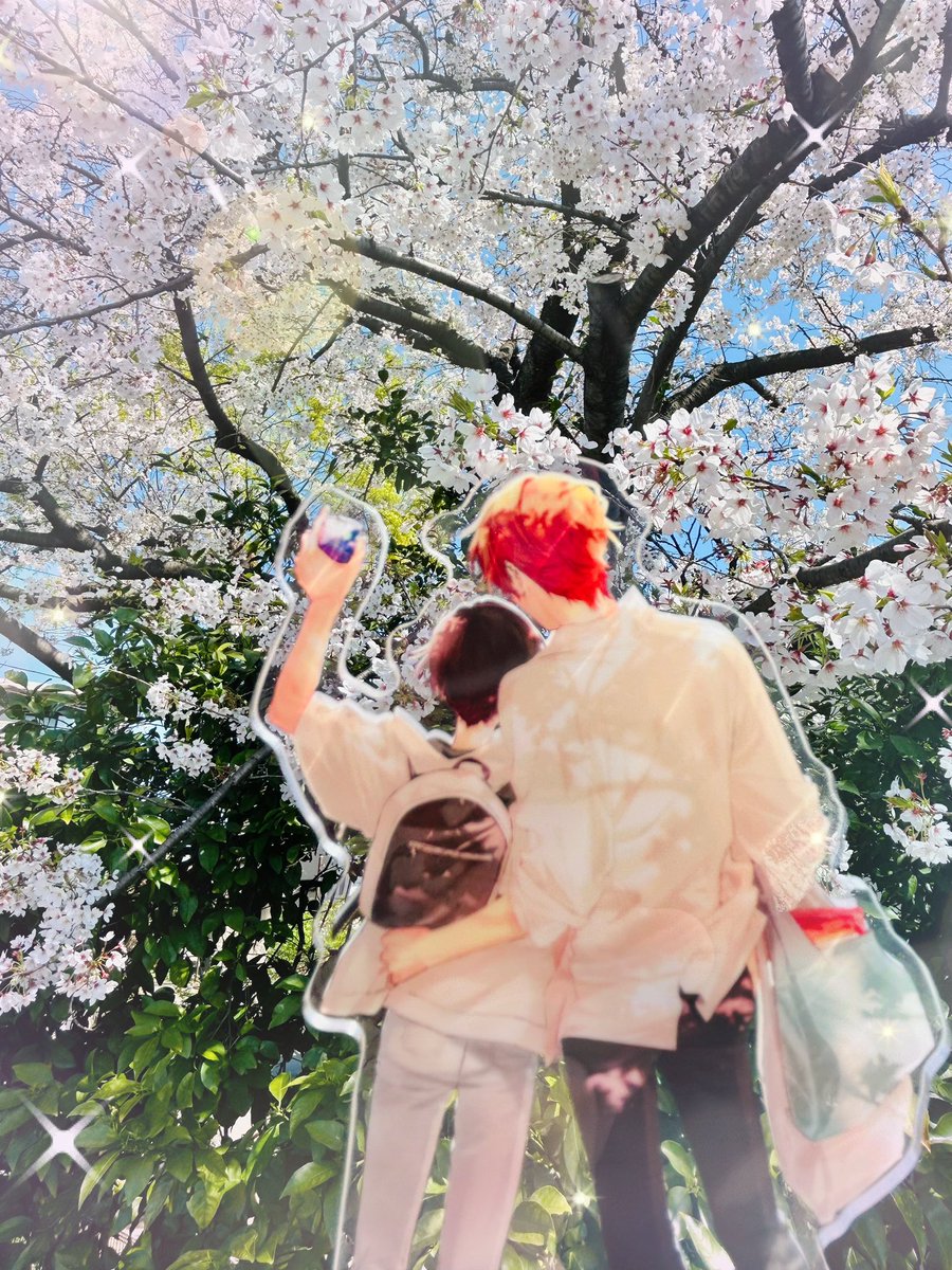 sasameyuki222's tweet photo. 念願のアクスタデートです♡
今年はタイミングが合わなくて数日前にやっと行けました♪

「桜、きれいですね♪
春が来るとお酒も進みます♪」
「由美は季節関係なくお酒進むんじゃ…」
「え？なんですか？」
「なんでもない、ほら転んじゃうから足元気をつけて」

なんて感じで腰に手を回す秀鳴 https://t.co/geiwIBezEV