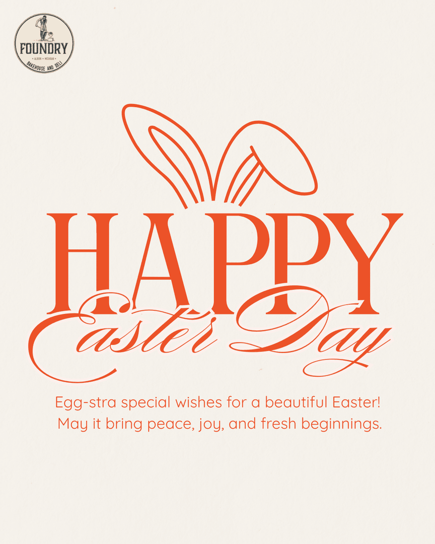 FoundryBake's tweet photo. Sending warm and joyful Easter wishes your way! May this season bring new hope, happiness, and endless blessings. 🌷 

#EasterJoy #EasterVibes #SeasonOfJoy #Blessings #CelebrateEaster #Easter2026 https://t.co/m1O2C7ABTD
