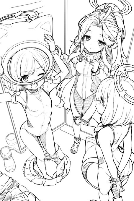 久しぶりの趣味絵を… #ブルアカ #才羽モモイ #才羽ミドリ #花岡ユズ