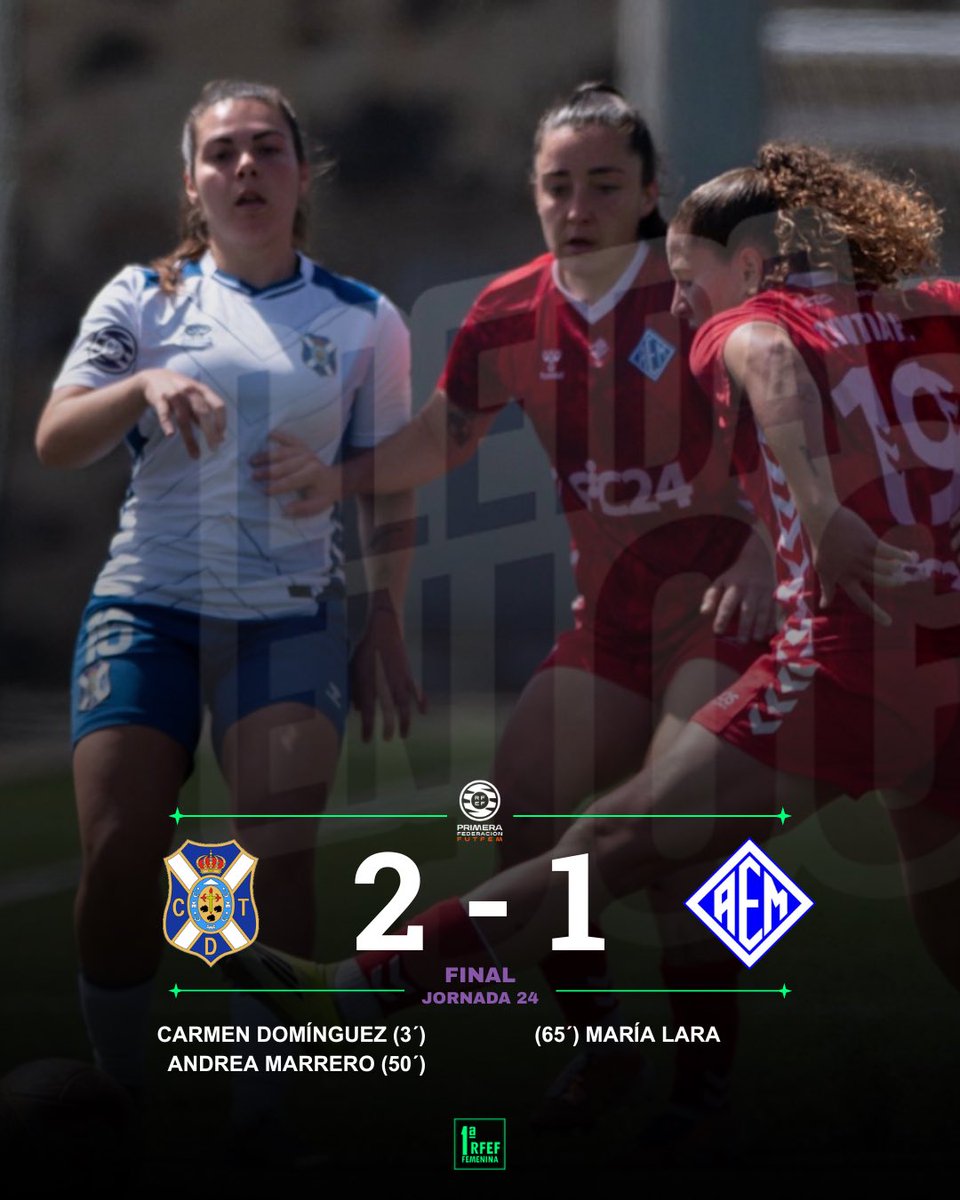 1rfef_fem's tweet photo. ✅ 𝗙𝗜𝗡𝗔𝗟 | CD Tenerife B 2-1 SE AEM

📸: Gonzalo Vázquez

#1RFEFfem https://t.co/VIc04sKAak
