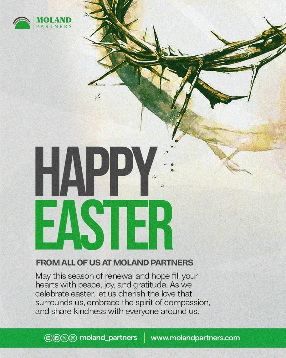 MolandPartners's tweet photo. Happy Easter from all of us at Moland Partners! Wishing you a day filled with hope, joy, and the warmth of loved ones. May this season of renewal inspire kindness, gratitude, and new beginnings for all. https://t.co/EFBxR8WSI3