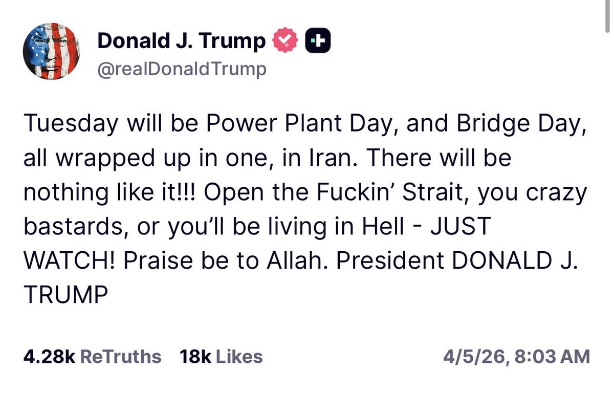 TocRadio's tweet photo. Trump: “Open the Fuckin’ Strait, you crazy bastards” https://t.co/3BI6BfULc6