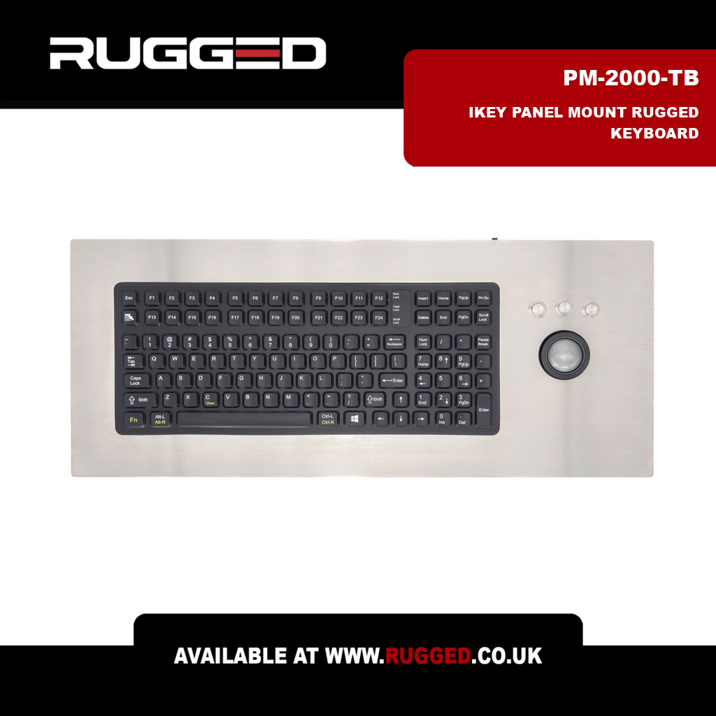 RuggedUK's tweet image. The iKey PM-2000-TB: Stainless steel case, NEMA 4X rated Keyboard. Features integrated laser trackball &amp;amp; 114 full-size keys. Built for extreme environments. #RuggedKeyboard #iKey #PM2000TB zurl.co/kqZRg