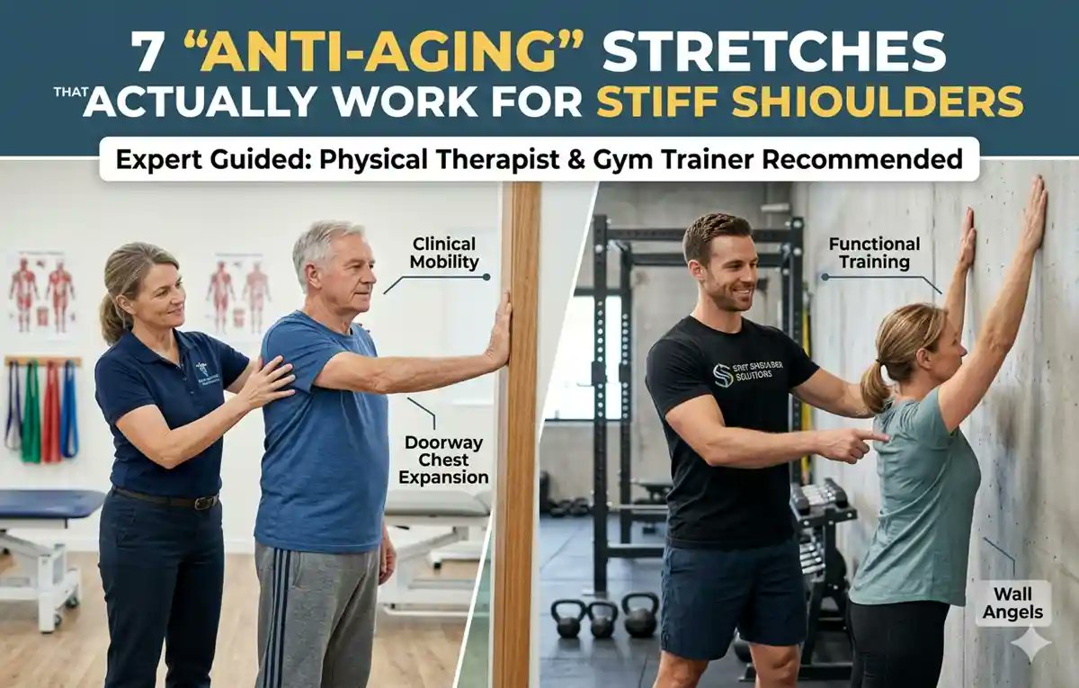 Nurpur_fittness's tweet image. SE37 - 7 "Anti-Aging" Stretches That Actually Work for Stiff Shoulders, nurpurfitnessnews.com/2026/04/7-Anti… #ShoulderMobility #AntiAgingFitness #AustralianFitness #SeniorHealth2026 #StiffShoulderRelief #GymTrainerTips #Longevity