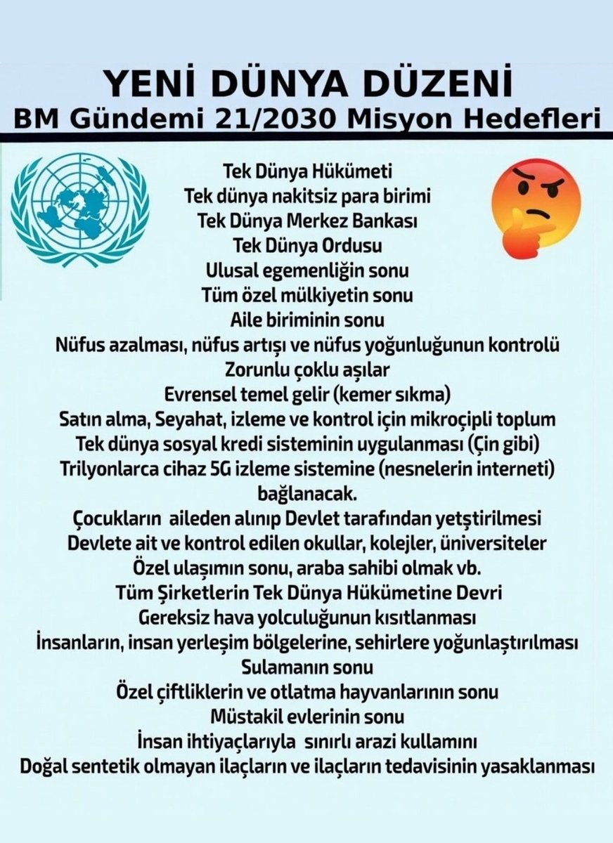 tv_gercekler's tweet photo. Bakın Meksika DİJİTAL PARA'ya geçti bile.
Aslında KÖLELİĞİ kabul ettiler. Çünkü kağıt para özgürlüktür. Dijital para KÖLELİKTİR. Yılların birikimi paranıza, maaşınıza ''BENİM'' diyemezsiniz. O parayı, Sistemin sahibi olan PEDOFİLCİ KÜRESELCİLER istedikleri anda SIFIRLAYACAKLAR. Onlara İTAAT etmediğiniz anda zaten kesin SIFIRLAYACAKLAR.
Peki itaat etmeniz için sizden ne isteyecekler ?
İşte aşağıdaki tabloda yazılı. Bunların hepsini kabul edecekseniz zaten KÖLE olmuşsunuz demektir.
Onlar ''BİZ TANRIYIZ'' diyor. Siz de kabul etmiş oluyorsunuz.

Bunun için şu anda tüm Avrupalılar ayağa kalktılar.
UYUMAYIN... 6 senedir uyarıyoruz, savaş veriyoruz.
O PEDOFİLİ ÇETESİ SİZE MAÇLARI DAYATARAK UYUTTULAR... BAS BAS BAĞIRIYORUZ..

Geri dönüş yok... Sistem bir kere kabul edilirse artık her şey biter... Tabir biraz kaba olacak ama... ZİNCİRLİ KÖLE kelimesi bile ufak kalıyor... ŞEYTAN ÇETESİ yemin etmiş, tüm dünya'yı köle yapacağım diyor
''TANRI BENİM'' diyor...

UYANIK OLALIM...