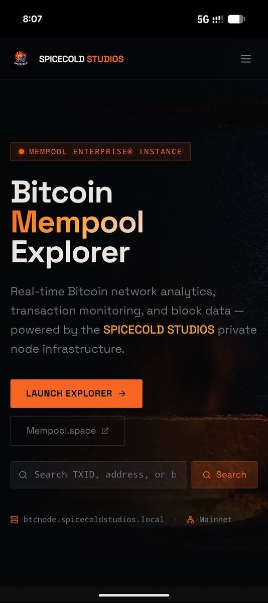 Spicer5Luke's tweet photo. "Live Bitcoin mempool explorer—real-time TXs, fee glow, particles popping like fireworks. Built it myself at SpiceCold Studios.
https://t.co/pD1bm0iCSB
#Mempool #Bitcoin #BTC #Crypto #Blockchain #BitcoinExplorer" https://t.co/BDiZ4bUFxG