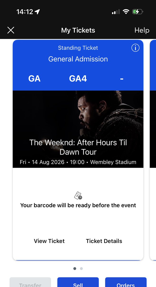 Selling 2 standing tickets for Friday 14th of August, Wembley stadium 🏟️