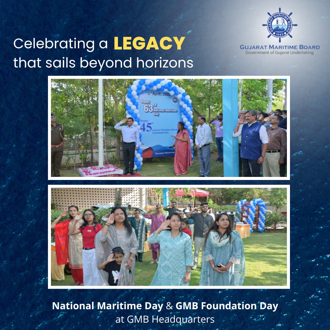 Ports_GMB's tweet photo. Celebrating a legacy that sails beyond horizons.

On the occasion of the 63rd National Maritime Day and the 45th Foundation Day, Gujarat Maritime Board commemorates its enduring contribution to maritime excellence. https://t.co/XsiosCFWZy