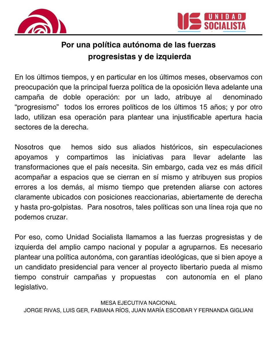 Unidad Socialista tweet media