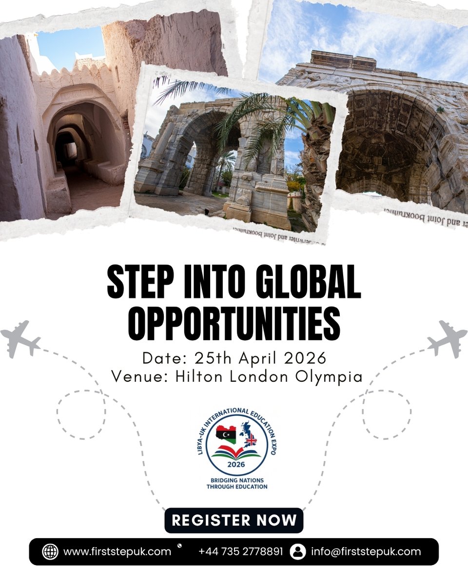 LibyaUKExpo's tweet image. Open doors to new possibilities in education and training.

👉 firststepuk.com/register-now

💬 Comment “STEP”

#Opportunities #GlobalEducation #Success #Students #Expo