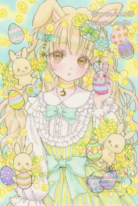 #イースター お気に入りのうさ耳ちゃんたちです #絵柄が好きっていう人にフォローされたい