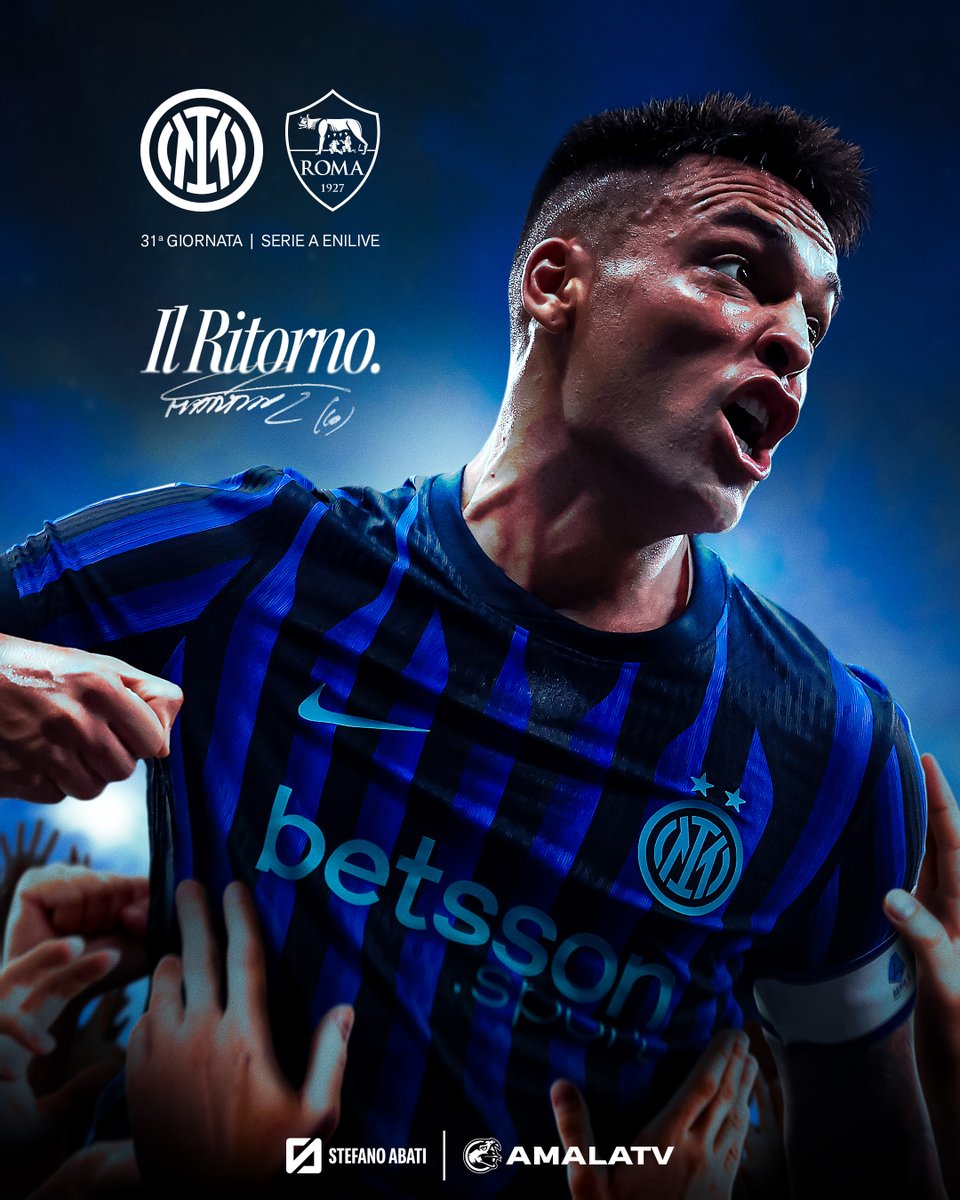stefano_abati's tweet photo. 🎨⚫️🔵 Matchday graphic for @AmalaTV_ 

#InterRoma #ForzaInter #Lautaro #smsports #sportsdesign https://t.co/Jiedotltzp