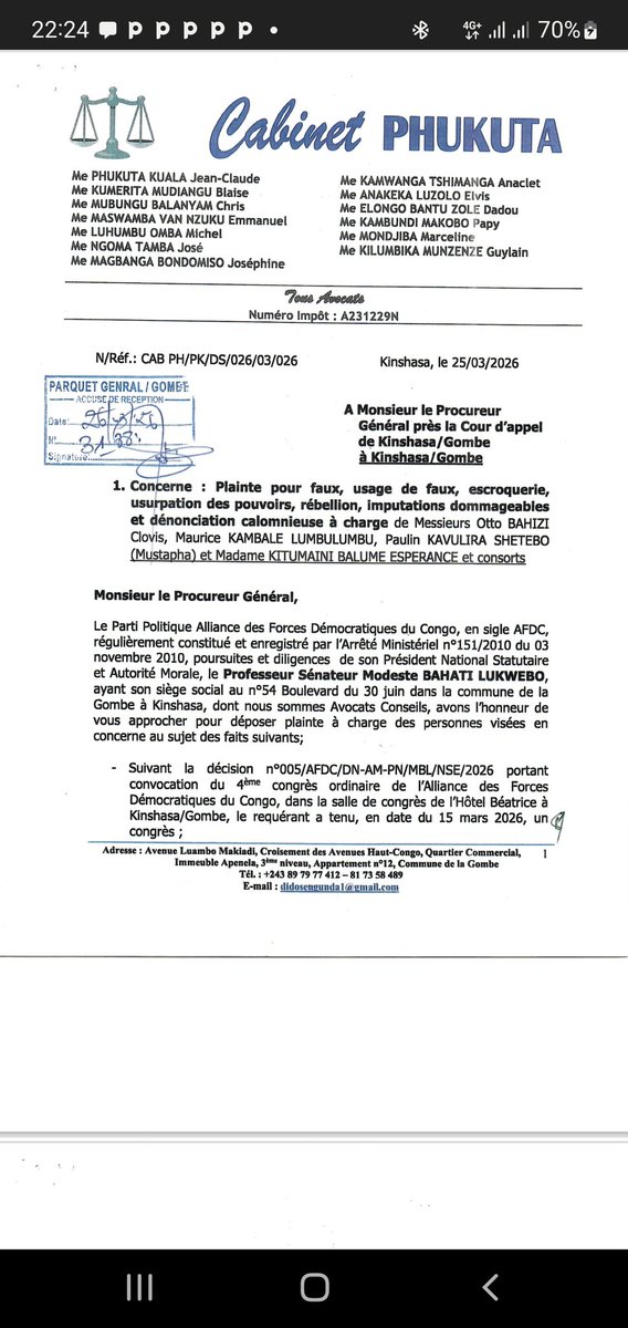 arsene_zagabe's tweet photo. Otto BAHIZI et compagnie sont accusés. Que la justice fasse son travail. Le Procureur Général peut se saisir. On ne peut pas fermer les yeux à un dossier aussi clair. Si non .... https://t.co/6dr0ePdlYh