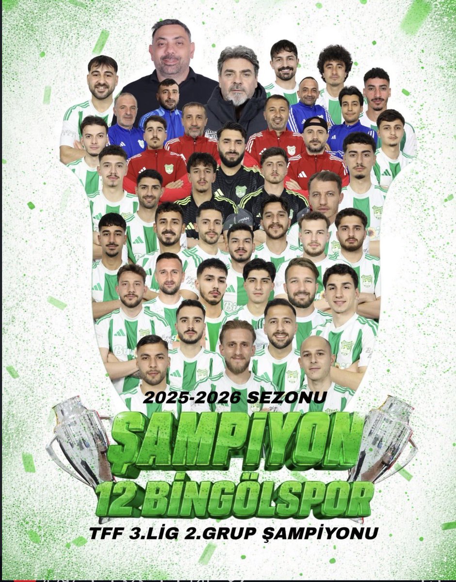DevranInsaat's tweet photo. “Sponsoru olmaktan gurur duyduğumuz 12 Bingölspor, bu sezon büyük bir başarıya imza atarak şampiyon oldu! 🏆💛🖤 Tüm oyuncularımızı, teknik ekibi ve taraftarlarımızı tebrik ediyoruz.Nice başarılar için birlikte yürümeye devam! #12Bingölspor #Şampiyon” https://t.co/8EhfaN11zR