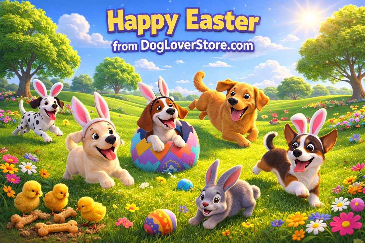 DogLoverStore's tweet photo. Happy Easter from https://t.co/FUzDMM8uEf 🤍🐰💐 https://t.co/CBpr2wLXqd