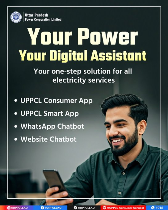 PuVVNLHQ's tweet photo. Get instant access to electricity services with UPPCL’s Digital Assistant. From bill details to complaint support—everything is just a click away.   #UPPCL #PuVVNL #DigitalAssistant #SmartServices
@aksharmaBharat @EMofficeUP @ChairmanUppcl
@CMOfficeUP @ChiefSecyUP
@UPPCLLKO https://t.co/uP0PfFZJ6k