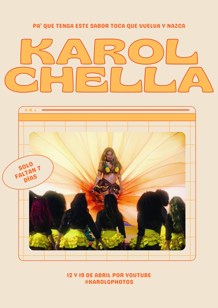 Pa que tenga este sabor toca que vuelva y nazca!!!!🦜😮‍💨🤠🌵⭐️🇨🇴🧡🌺 
Solo 7 días para ver a KAROL G en en el #KAROLCHELLA 🔥🔥🔥🔥🔥