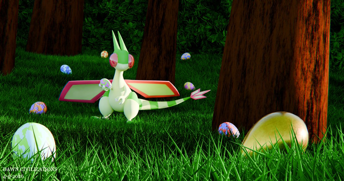 DAWN_CITY5's tweet photo. Golden Discovery
#Pokémon #Flygon #Easter #Blender https://t.co/hRNEIYF6IC
