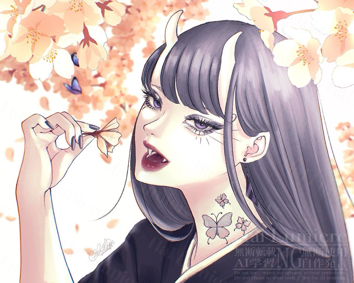 #リプきた3つの絵文字でキャラデザする

🌸👹🦋