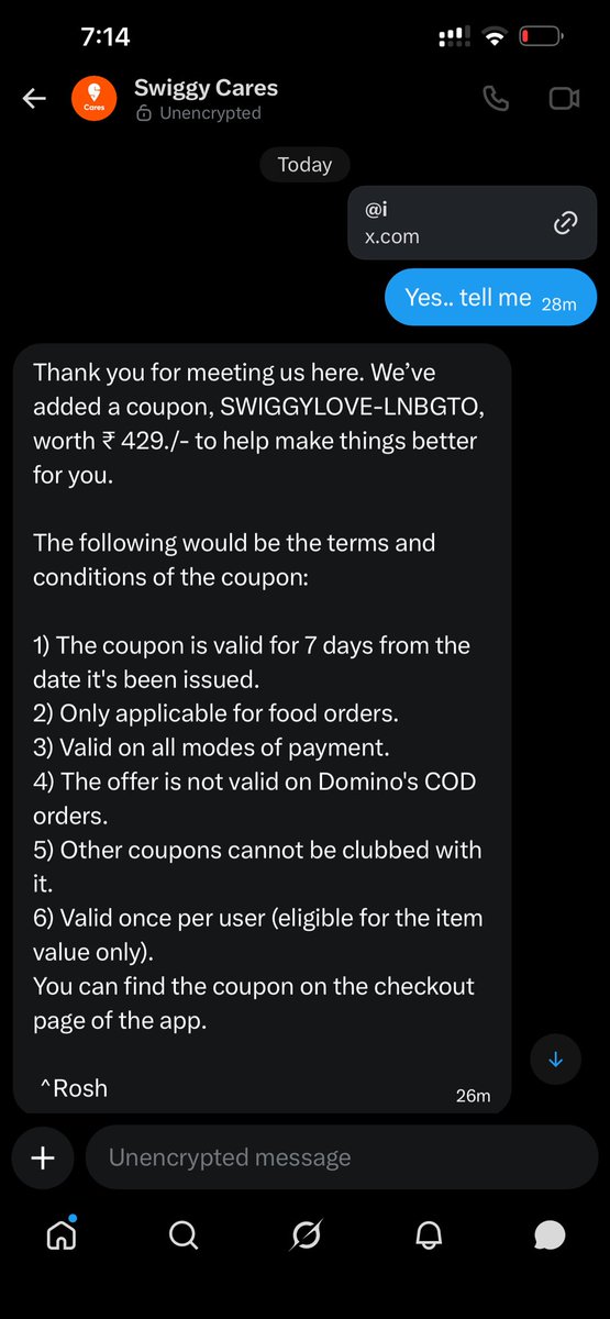 dine5hkumar's tweet photo. @SwiggyCares @Swiggy @Seematty_Rstrnt I don’t want your coupon, I want accountability… I had trouble with this restaurant for the 3 rd time now… please check my order history/ ticket history.. you will know, I have never came across such irresponsible restaurant and on top of it, the harassment from swiggy end… https://t.co/hKDHpIqtcf